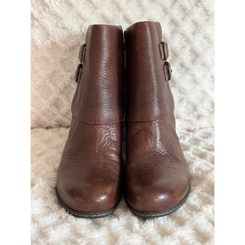 Born Womens Traipse Boot Size 8.5 Brown Leather Bootie Block Heel Never Worn - Picture 2 of 7